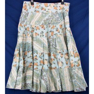SALE! Floral Paisley Blue Orange Long Skirt